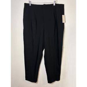 A New Day Black Tapered Leg Pants High Rise Slim Fit Stretch Trousers Size 16R